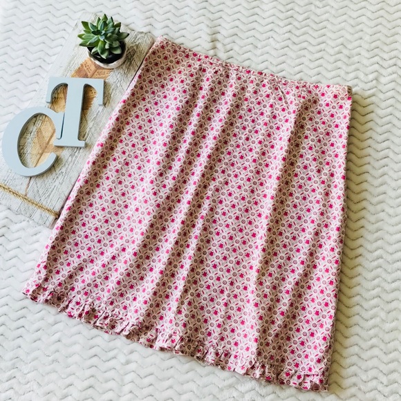 J. Crew Dresses & Skirts - J Crew Cotton Daisy Print Skirt With Ruffle Trim